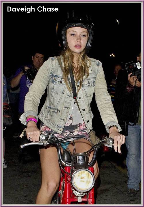 petschm66:  Daveigh Chase_blue upskirt on bike in Hollywood 