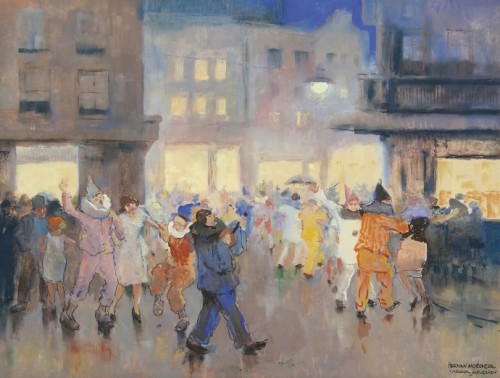 Carnival in Antwerp  -  Herman MoerkerkDutch 1879-1949Chalk and gouache on paper  64,2 x 83,8 cm., 