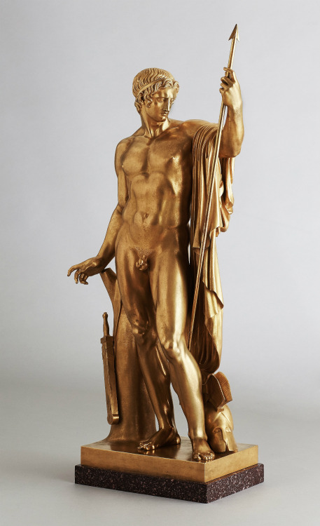 apollophile:  hadrian6:  Statuette from the Golden Tableau Exhibition. 1820s.Bertel Thorvaldsen. Danish 1770-1844. gilt bronze. Royal Commision at Amalienborg Palace. Denmark.http://hadrian6.tumblr.com  ☼Images of masculinity, nobility, beauty, and