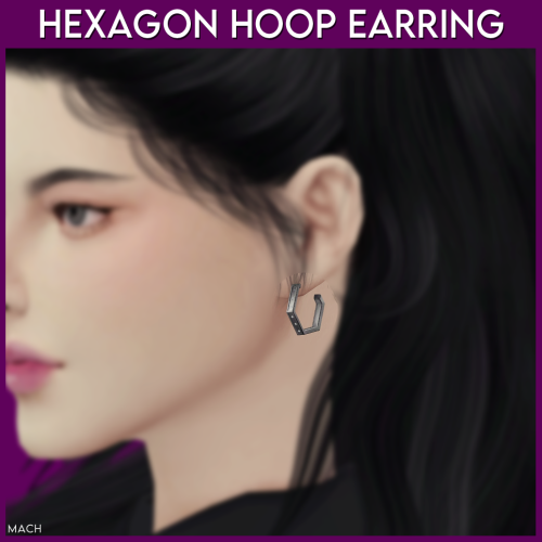 [mach] Hexagon Hoop EarringNew mesh4 swatchesHQ compatibleDOWNLOAD