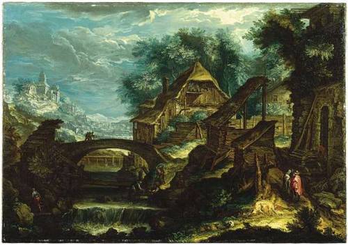 Mountainous Landscape in Bohemia with a View of Prague, attr. to Pieter Stevens, 1st half of 17th ce