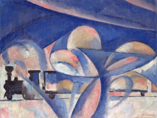 The Composition with the Train, 1910, Olga Rozanova