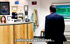 dundermifflinscranton:  Pam: Thank God you were there. Michael: Yeah, kinda good-news, bad-news there. I was able to be on the scene so quickly because I was in the car that hit her. Jim: Who was driving? Michael: …Pam: Oh, Michael.