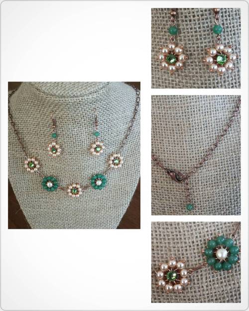 #aventurine #greenaventurine #pearl #freshwaterpearl #glasspearl #copper #crystal #copperjewelry #ea