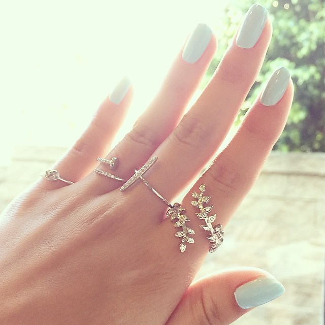 imsmi4u:  ❤️ Pretty rings from www.imsmistyle.com  #leaf #bar #nail #heartknot