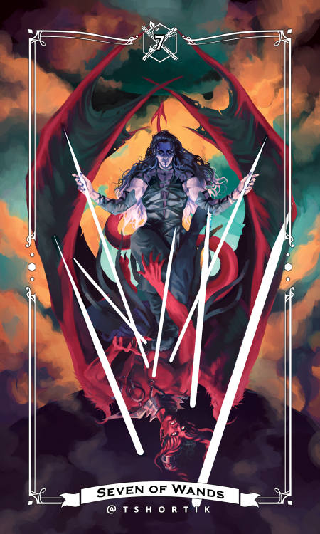 Seven of Wands My part for the fanmade CritterTarotProject - Yasha slaying Obann!