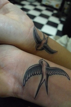 azlibra71:  dreamdaybyday:  Swallows :)  I would like to get Swallows on the insides of my wrists 