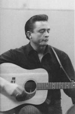 pinkfled:Johnny Cash at the studio - Early 60s. Photo by Don Hunstein.