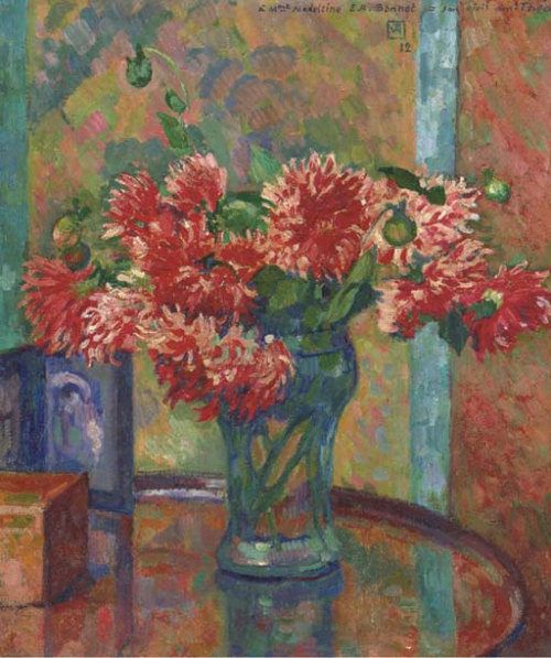 artist-rysselberghe:Dahlias (to Mme Madeleine E.R Bonnet) via Théo van Rysselberghe