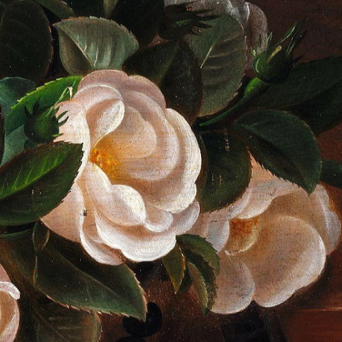 florealegiardini: A Wreath of White Roses (detail), Alfrida Baadsgaard (Danish, 1839–1912)