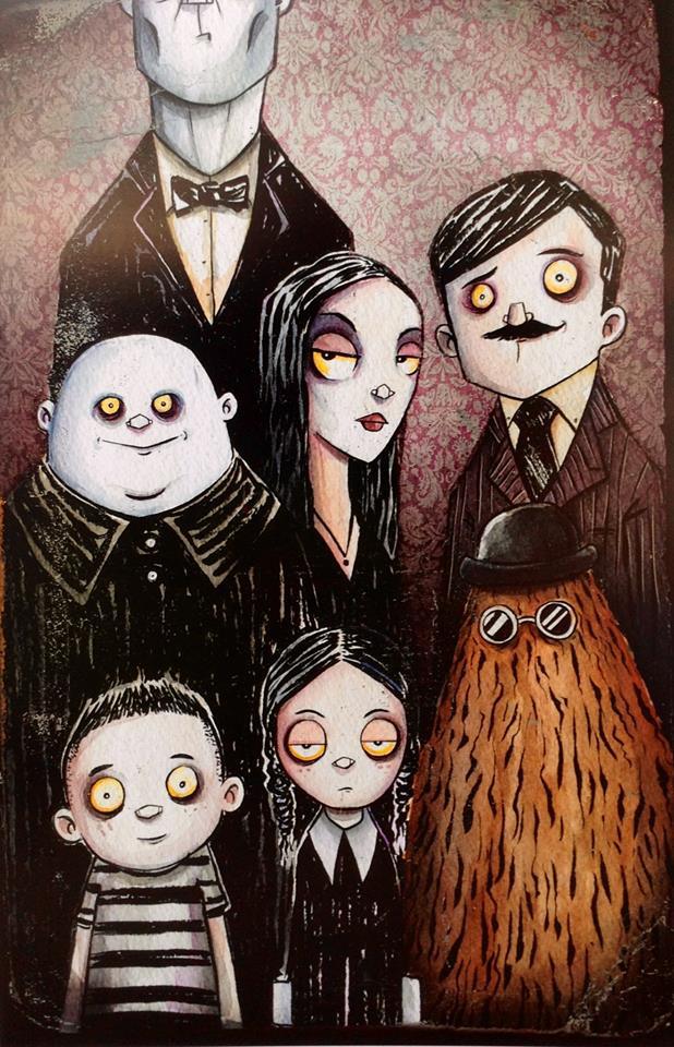 xombiedirge:  The Addams &amp; The Munsters by Christopher Uminga / Blog / Tumblr