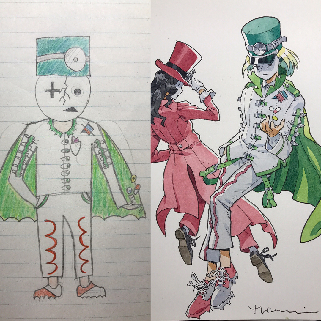 catchymemes:  Father uses sons’ drawings as inspiration for anime transformations