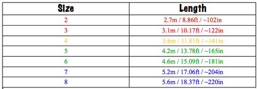 woven wrap size chart