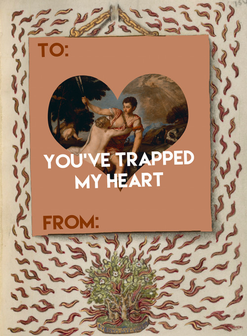 Valentines for the art history nerd in your life.Free printable folding versions:Venus and Adonis: &