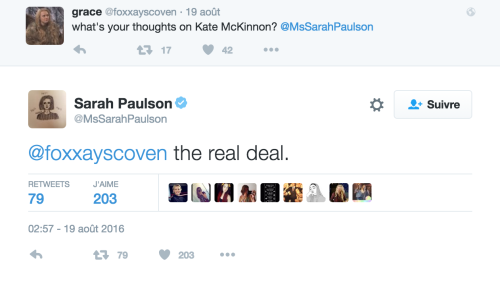 loversofkate:Sarah Paulson’s tweets about Kate McKinnon