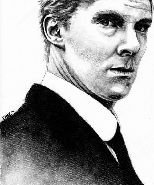 lunadax: Benedict Cumberbatch as Christopher Tietjens, Parade’s End.Black Conté Pastel 