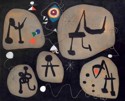 bal-bullier:  Joan Miró Femme entendant de la musique (1945)