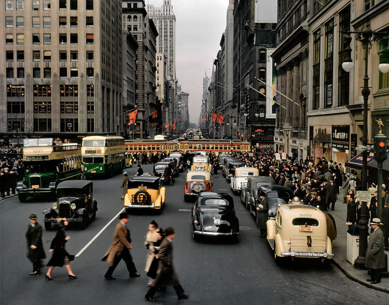 undr:  Charles Phelps Cushing. Fifth Avenue Looking North from 42nd Street. Manhattan.