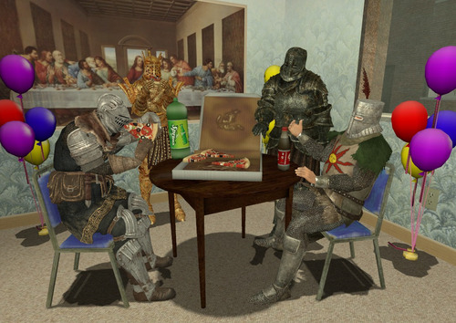 When you and your squad throw a pizza party after a long day of demon slaying.