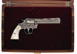 45-9Mm-5-56Mm:   Cased Custom Engraved .357 Magnum Colt Python Double Action Revolver