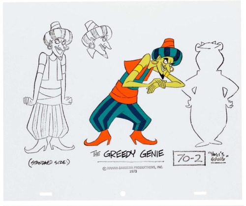 Model sheets of characters from the 1973 Hanna-Barbera cartoon, Yogi’s Gang. 