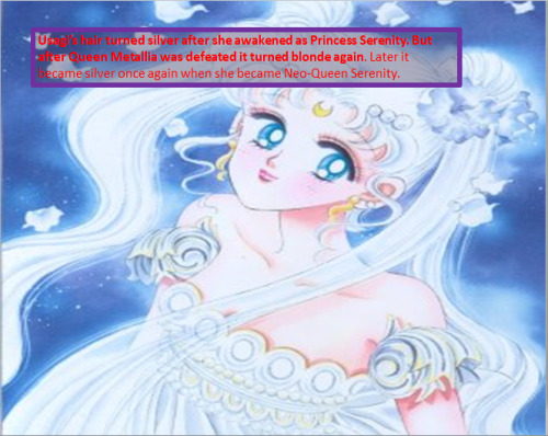 Usagi’s hair turned silver after she awakened as Princess Serenity. But after Queen Metalia wa