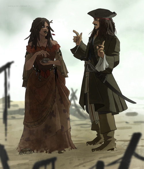 nataliedecorsair: Capt. Jack Sparrow and Capt. Hector Barbossa - frenemies forever UPD - I drew a bu