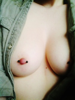 piercednipples:  Anonymous submission by P; ‘Just got them pierced a few weeks ago! Looooveeee how they feel and look. “ 