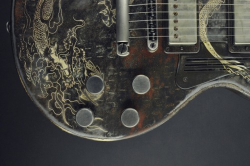 glorifiedguitars:  James Trussart Rust On Cream Dragon Engraved SteelDeville