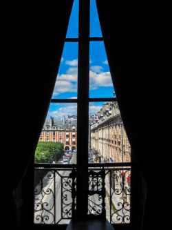 photoencounters:  La maison de Victor Hugo. View of Place de Vosges from the Red Drawing room. Paris. Photo by Amber Maitrejean