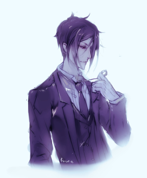 uta-e:request: sebastian looking at a ring he has on a necklacethanks for requesting me i hope u lik