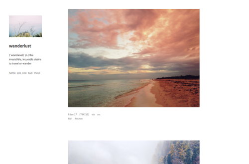 casfallsinlove: THEME 5: WANDERLUST by casfallsinlovesimple single column theme500px posts125px side