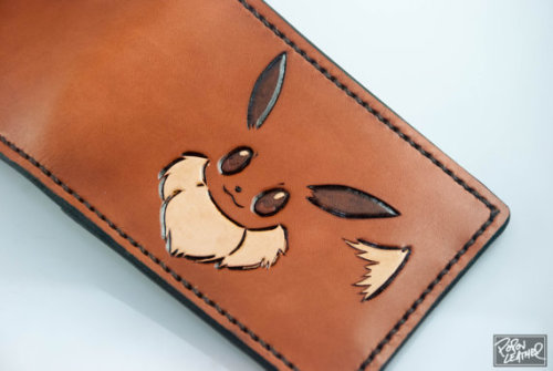 Pokemon Inspired Hand-Made Leather Billfold Wallet - Eevee - Personalized with Free Initials&nda