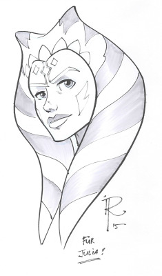 ingoroemling:  Sketch Ahsoka Tano, Albstadt Germany, november 14th 2015. Inks and markers. For Julia. 