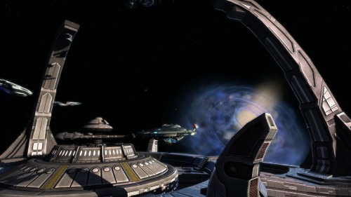 startrekships:  frontier001:Love this ship! Vesta-Class variant USS Jadzia.   Deep Space Nine is way too big.  Defiant is nearly as wide as one of the docking pylons, so Vesta should be wider still. 
