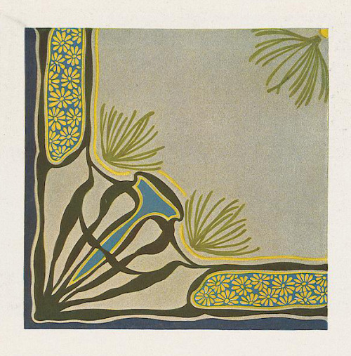 Paul Lang, design for cushions, from the magazine Deutsche Kunst und Dekoration, 1900. Germany. Via 