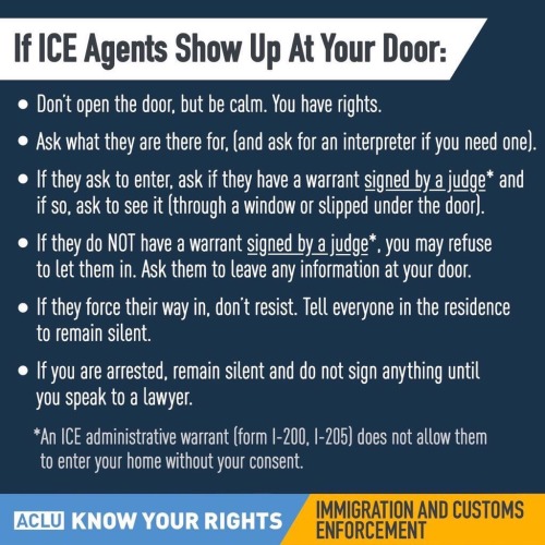 rallyforbernie:The ICE has been conducting an increasing number of raids and arrests. Please spread 