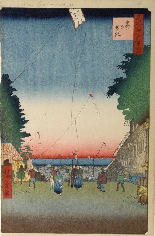 In his One Hundred Famous Views of Edo, Utagawa Hiroshige shows us scenes from a New Year’s day cele