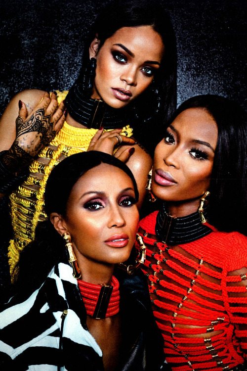 fuckyeahrihanna:
“ Rihanna, Iman and Naomi Campbell for W Magazine
”
