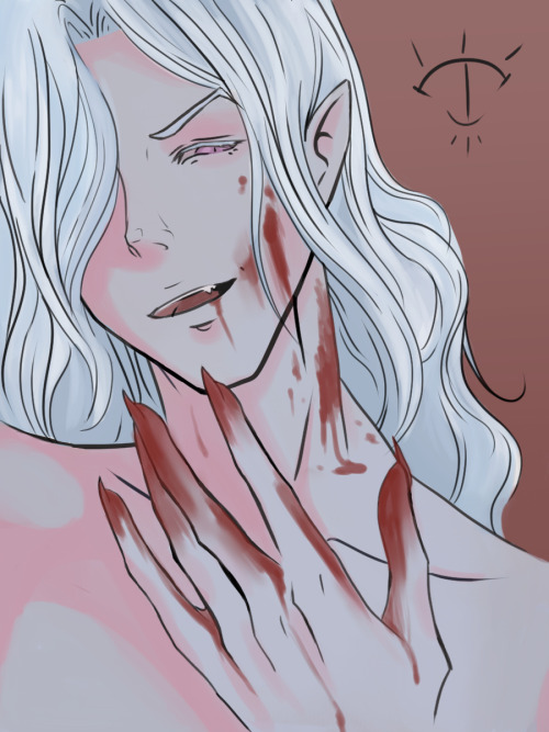 i-gwarth:thisshadowprevails:Tinkering around with painting, I have no idea what I’m doing.Have blood