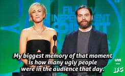 Kristen Wiig and Zach Galifianakis reminisce about the time they met presenting at