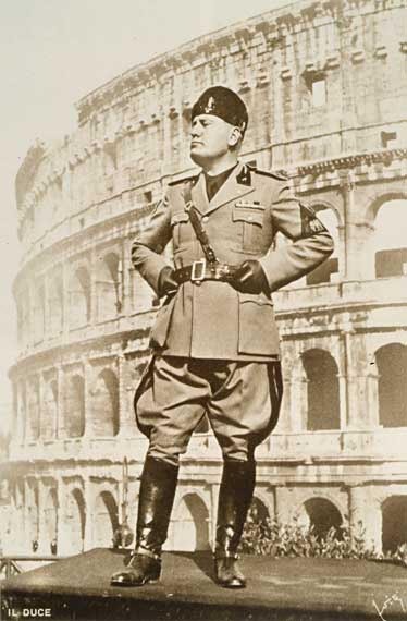 Benito Mussolini in front of the Colosseum.