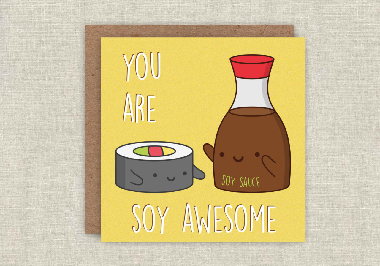 Cute sushi card/ Long distance card/ Just because card/ Punny greeting card/ Cute pun card/ Sushi pun card/ Cute punny card