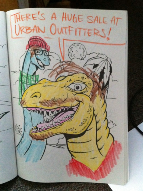 sammneiland:opiggynukkao:tastefullyoffensive:Hipster Dinosaurs [via]Oh my godthe fucking record coll