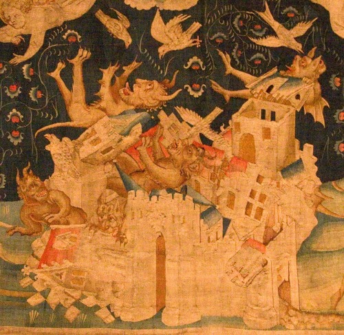 paysagemauvais: The Fall of Babylon, detail from the Apocalypse Tapestry - Jean Bondo