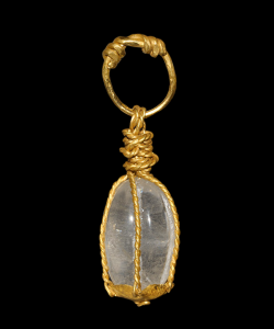 archaicwonder:  Viking Gold and Quartz Magic Pendant, 8th-11th Century AD This pendant is one of series of quartz amulets that have been discovered  from the Viking world, with an important group being found on the  island of Visby, Sweden. The exact