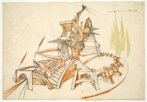 Virgilio Marchi (1895–1960), Architectural Study: Search for Volumes in an Isolated Building, ca. 19