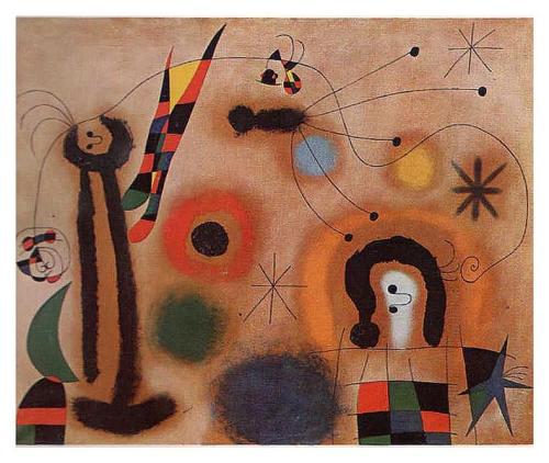 Dragonfly with Red-Tipped Wing in Pursuit of a Serpent Spiraling Toward a Comet,Joan Miró, 1951   