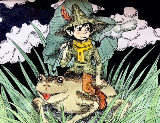 caracolitofeliz:Snufkin and a cute frog ❤️🐸🌱