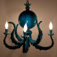 little-bunnys-creepies:  Octopus inspired chandeliers.  A few were created by the